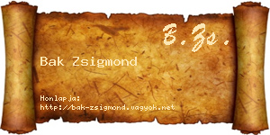 Bak Zsigmond névjegykártya